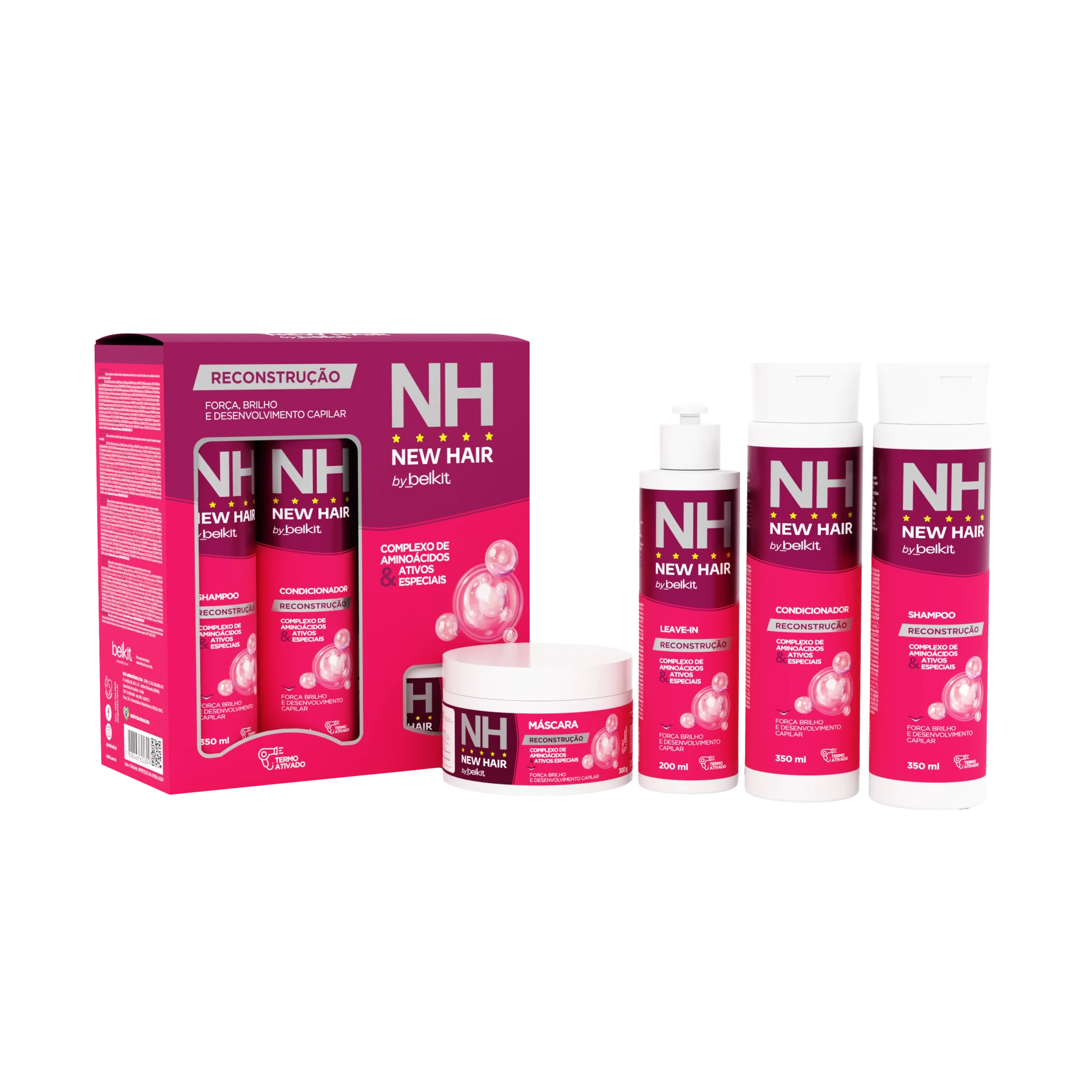 Kit Reconstrução New Hair com quatro produtos